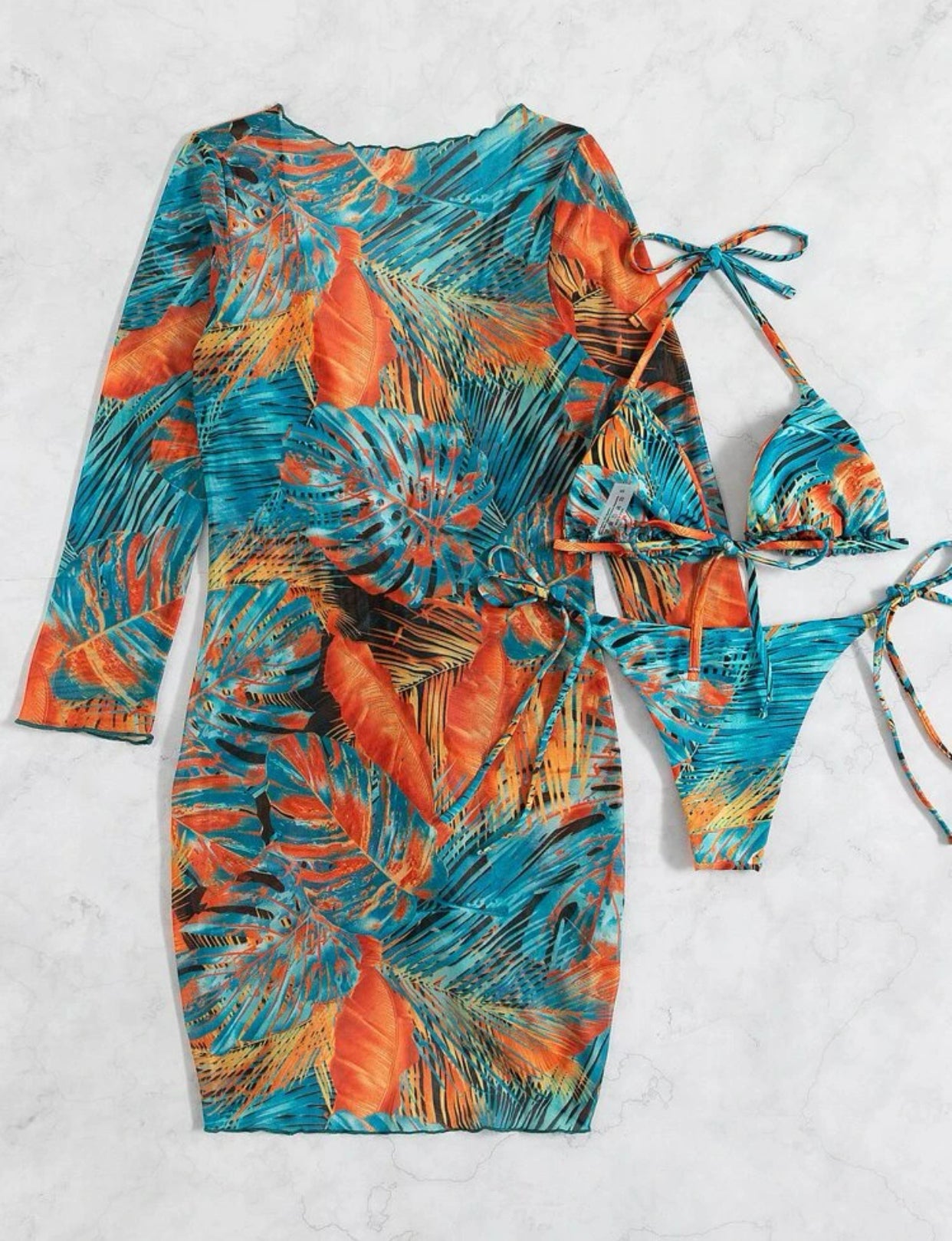 All Over Print Micro Triangle Set & Coverup